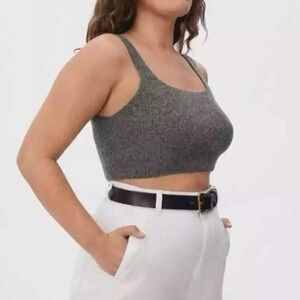 Everlane The Cozy Stretch Tank Cropped Yak and Wool Blend in Gray Size Medium